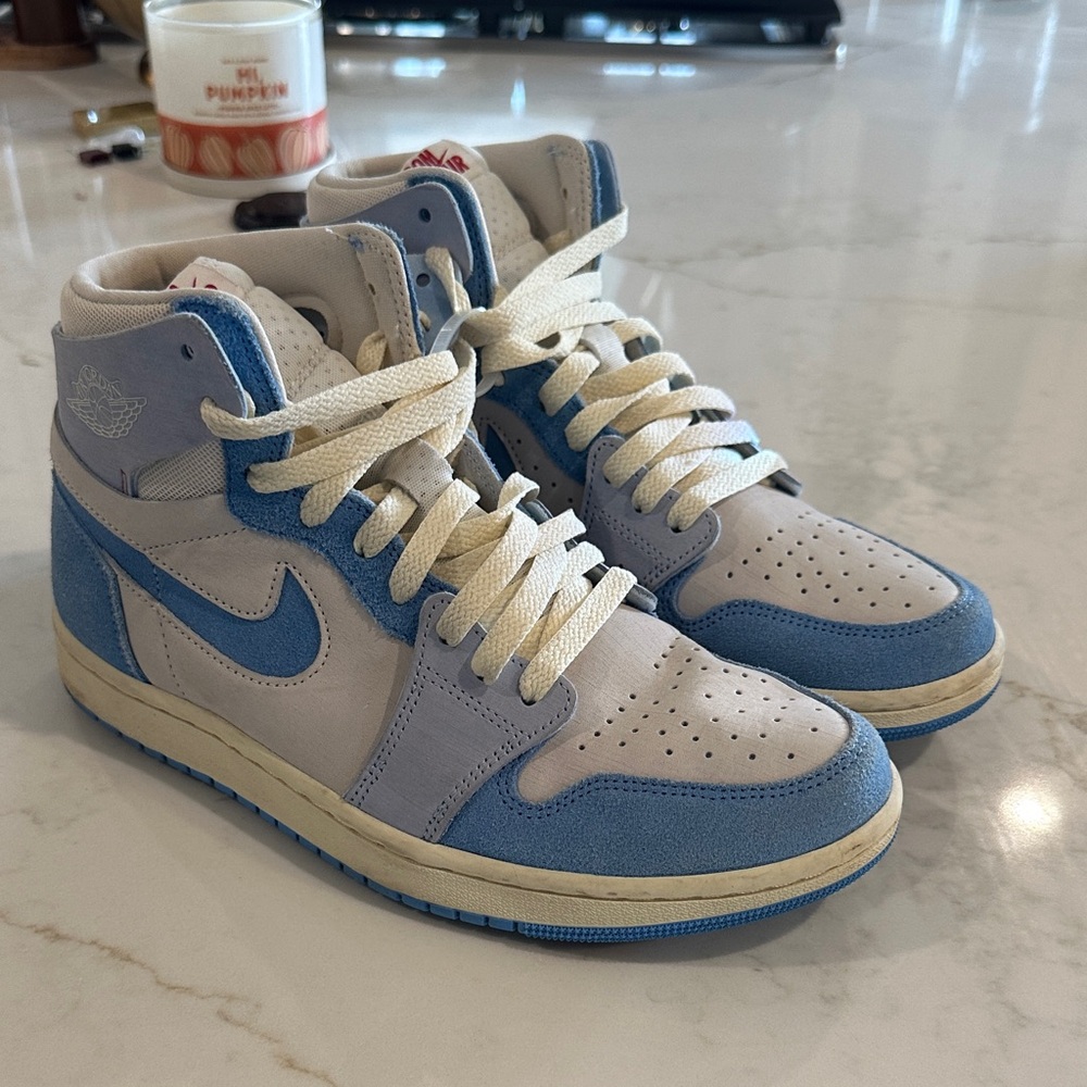 Blue and White High-Top Sneakers air Jordan’s  8.5